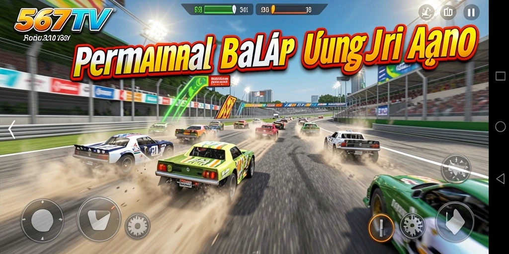 Tampilan gameplay balap yang intens dan mendebarkan di 567TV.