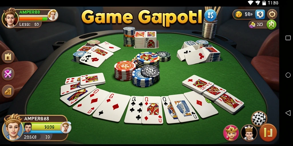 Screenshot AMPER88 menampilkan duel seru dalam permainan Gaple.