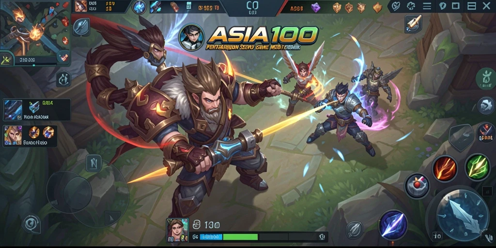Screenshot menampilkan aksi pertempuran tim di arena ASIA100.