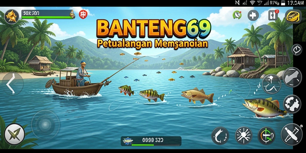 Tampilan gameplay BANTENG69 dengan aksi memancing yang seru.