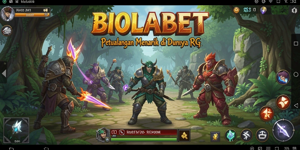 Screenshot utama BIOLABET menampilkan pertempuran epik di dunia RPG.