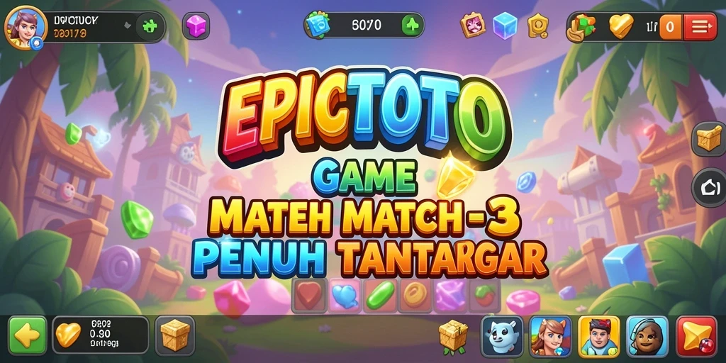 Screenshot gameplay EPICTOTO menampilkan elemen mencocokkan yang cerah dan menarik.