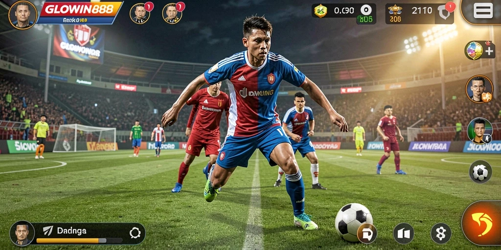 Screenshot GLOWIN88 menampilkan aksi mendebarkan dalam permainan olahraga.