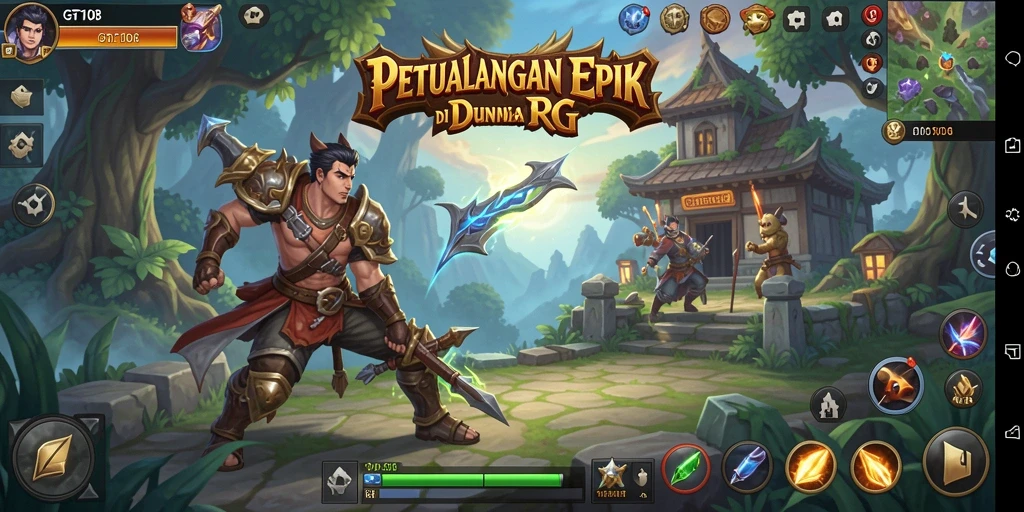Tampilan gameplay utama GT108 yang penuh aksi RPG.