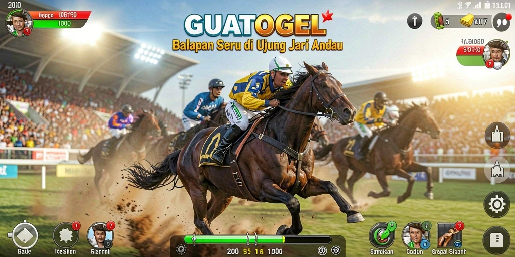 Tangkapan layar GUATOGEL menampilkan aksi balapan yang mendebarkan.