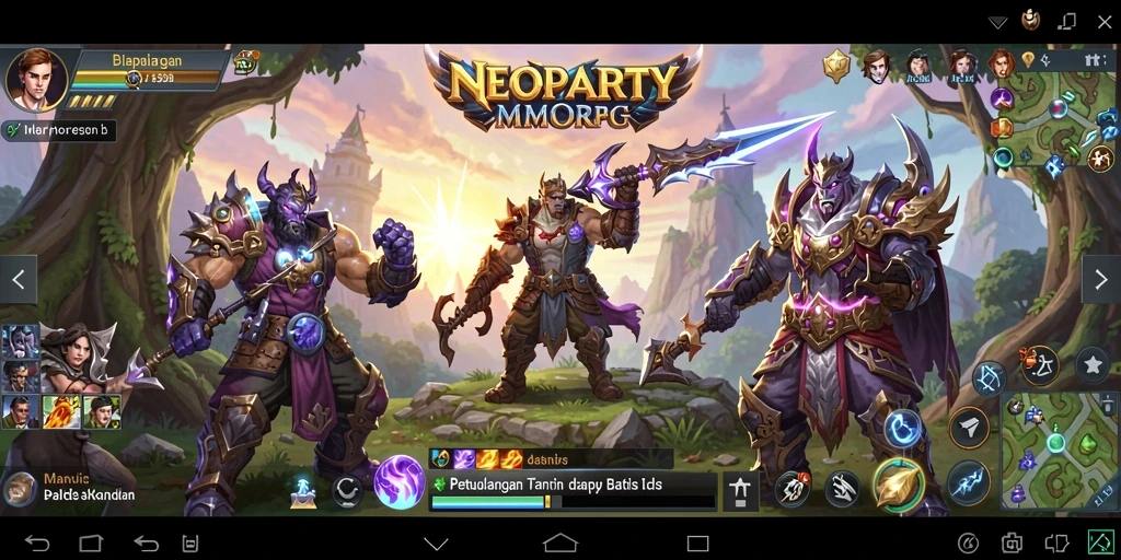 Screenshot NEOPARTY menampilkan aksi seru dalam pertempuran MMORPG.