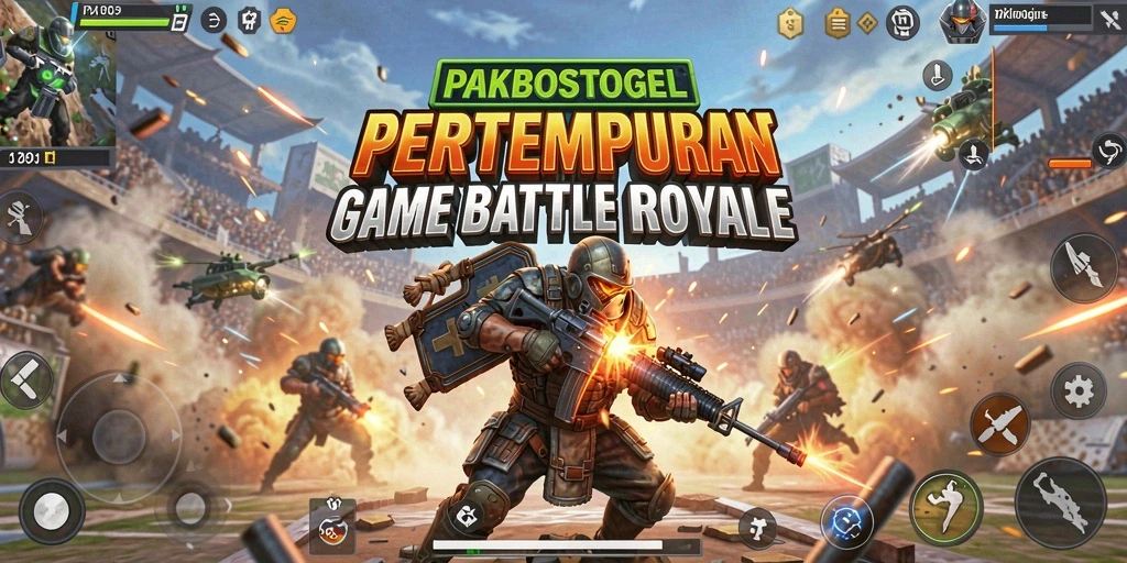 Tampilan gameplay PAKBOSTOGEL dalam pertempuran intens.