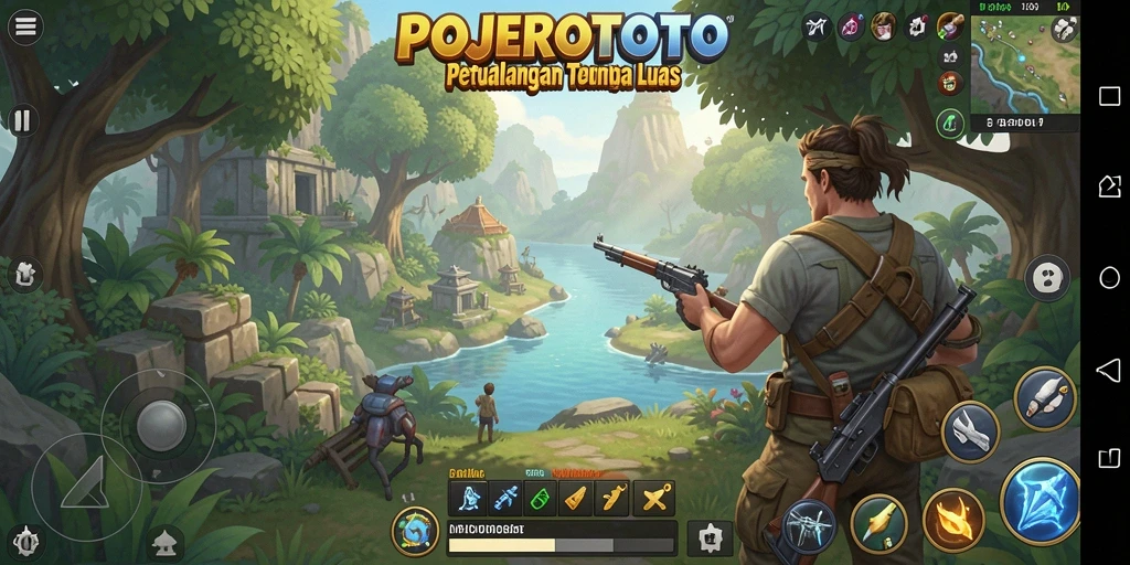 Screenshot gameplay POJEROTOTO di dunia terbuka yang luas.