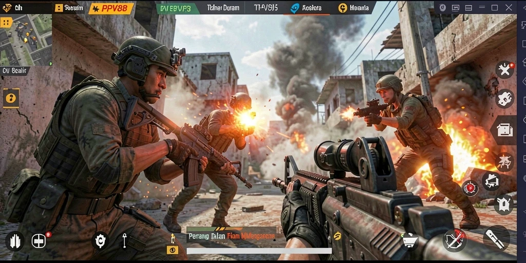 Tampilan gameplay <strong>PPV88</strong> yang intens dan mendebarkan di medan perang.