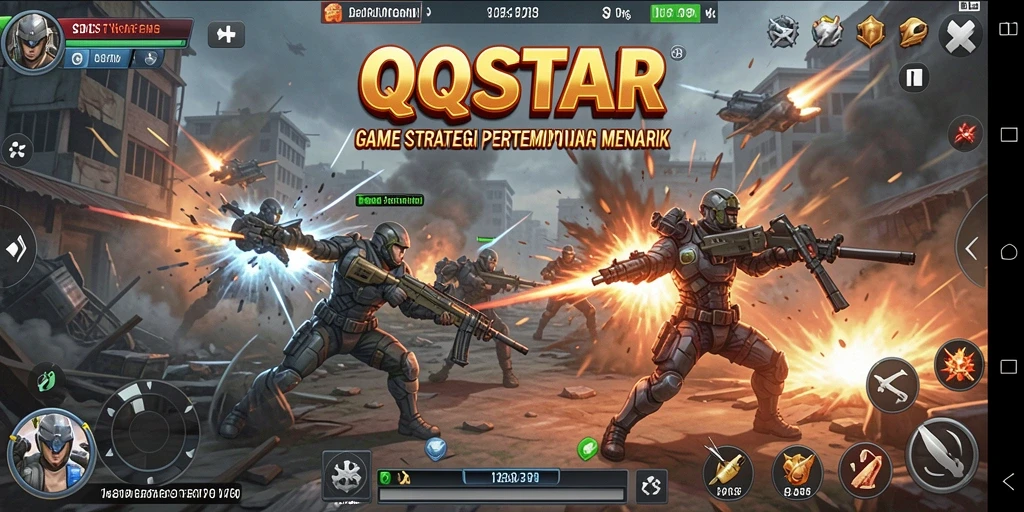 Tangkapan layar menunjukkan gameplay intens di <strong>QQSTAR</strong> dengan pertempuran yang strategis.