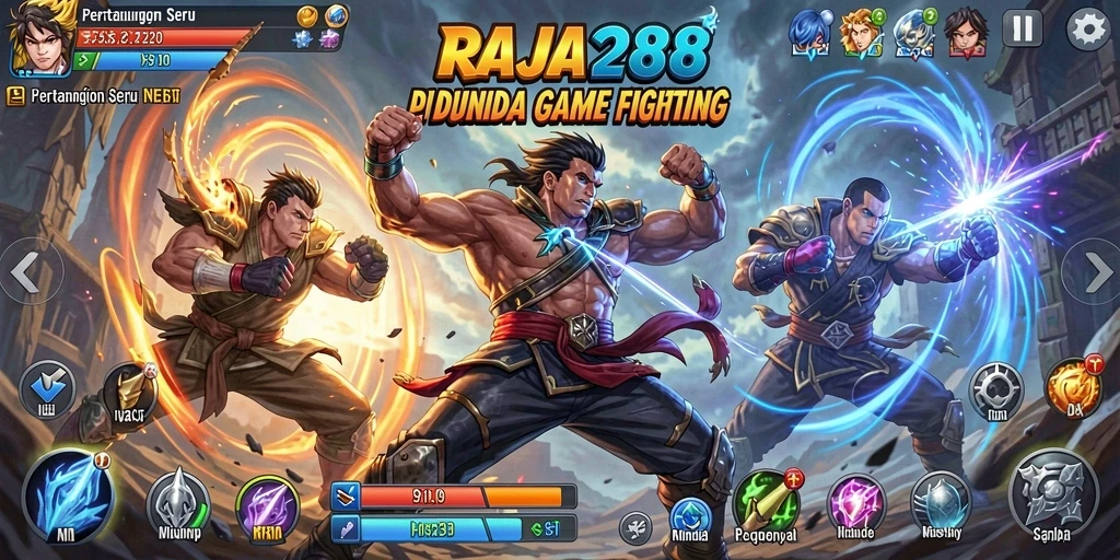 Screenshot permainan RAJA288 menampilkan aksi pertarungan yang mendebarkan.
