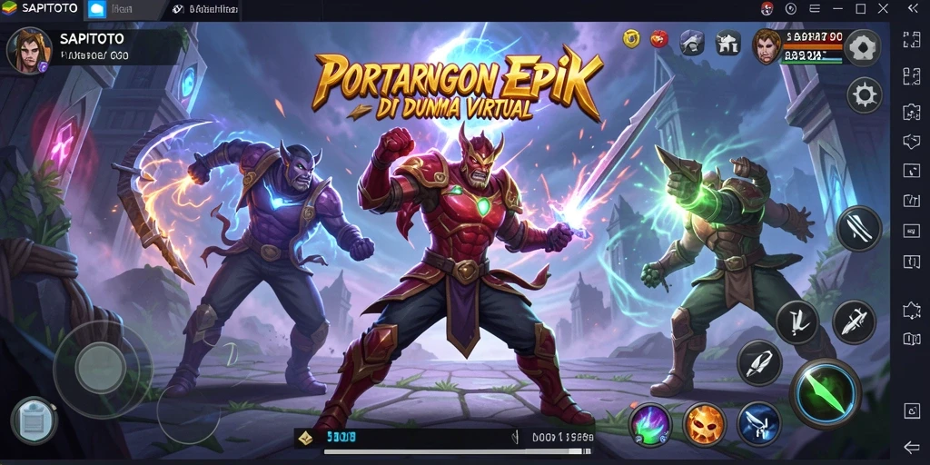 Screenshot utama SAPITOTO menampilkan aksi pertarungan yang seru dan intens.