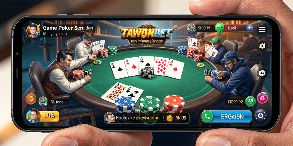 Tangkapan layar gameplay poker yang menawan di TAWONBET.