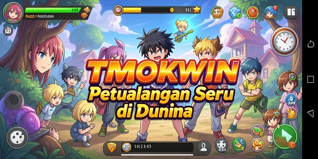 Screenshot gameplay TMOKWIN menampilkan aksi seru karakter Anime.