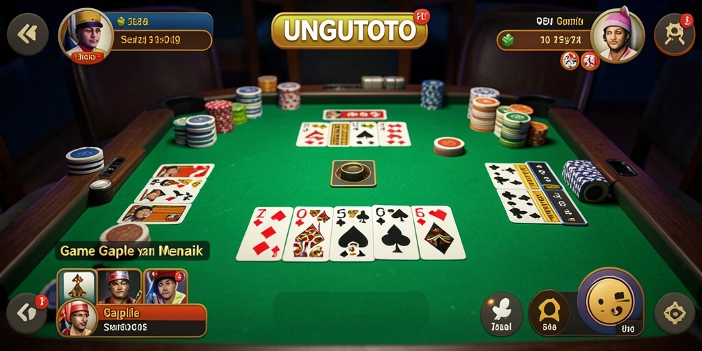 Screenshot gameplay UNGUTOTO yang menampilkan suasana seru permainan Gaple.