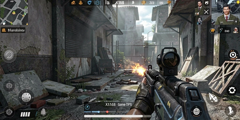 Gameplay menegangkan dengan karakter bertempur di lingkungan yang realistis.
